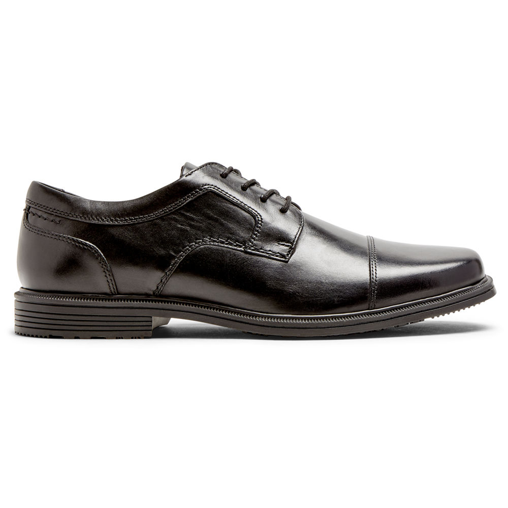 Rockport Mens Oxfords Black - Robinsyn Waterproof Cap Toe - UK 946-QEZKMJ